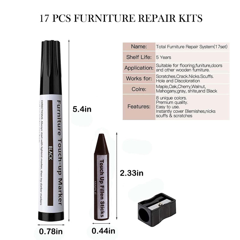 [Australia] - Furniture Markers Touch Up, Lifreer 21 Pcs Wood Filler Floor Scratch Repair Kits, Wood Markers and Wax Sticks with Sharpener Kit for Funiture Repair,Floor Scratch 