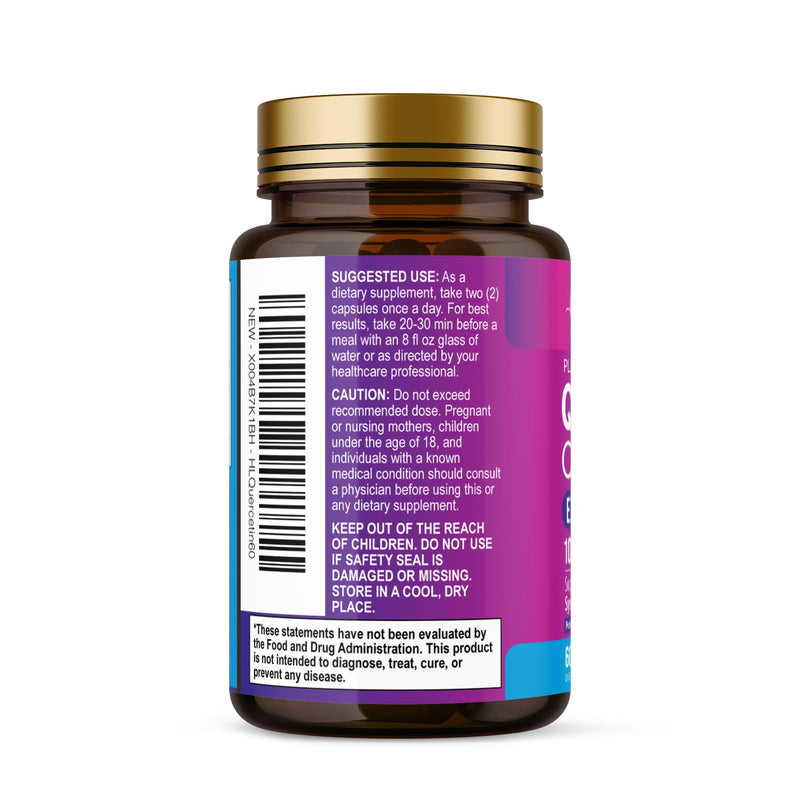 Quercetin Capsules - 1000mg per Serving Premium Plant-Based Bioflavonoids - Extra Strength Antioxidant & Immune Support - Powerful Respiratory Health Supplement - Bottled in USA - 60 Veggie Capsules 60 Count (Pack of 1)