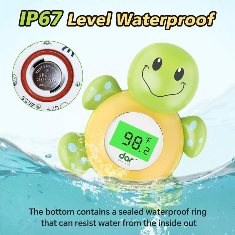 [Australia] - Baby Bath Thermometer, Digital Water Temperature Thermometer with 3 Color Backlit and Temperature Warning, Safety Bath Tube Thermometer Floating Toy for Infant, Toddler Green tortoise 