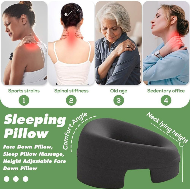 [Australia] - Face Down Pillows Massage Pillow for Bed Headrest Prone Down Sleeping Adjustable Memory Foam Stomach - Face Down Pillow After Eye Surgery (Dark Grey) Dark Grey 
