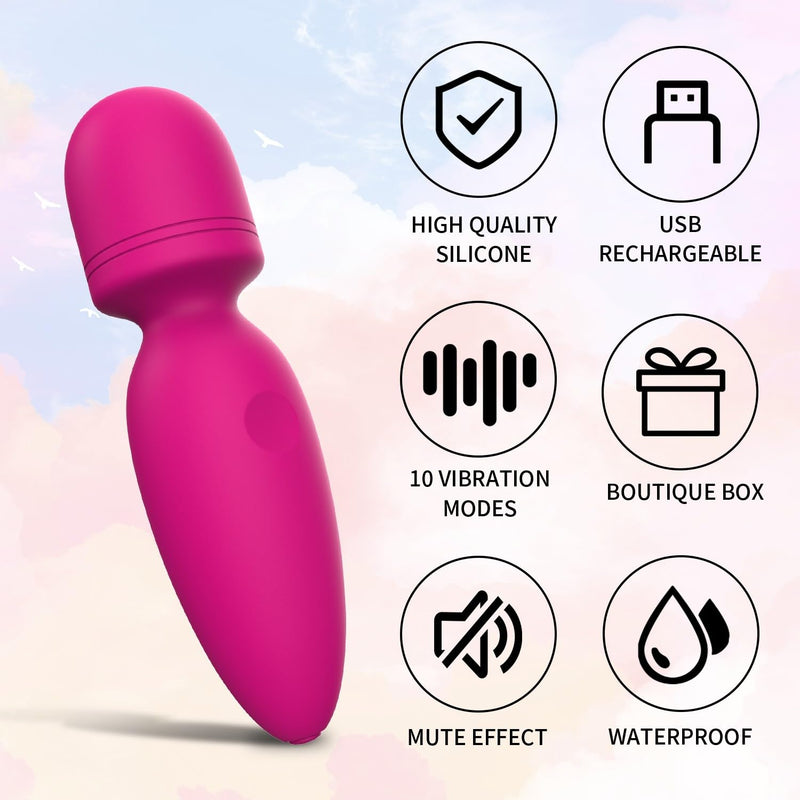 [Australia] - Mini Massager Tools,Gifts for Women Small Cordless Handheld Massager with 10 Vibration Modes, Personal Handheld Massager for Neck Shoulder Back BodyÔºàRose RedÔºâ 