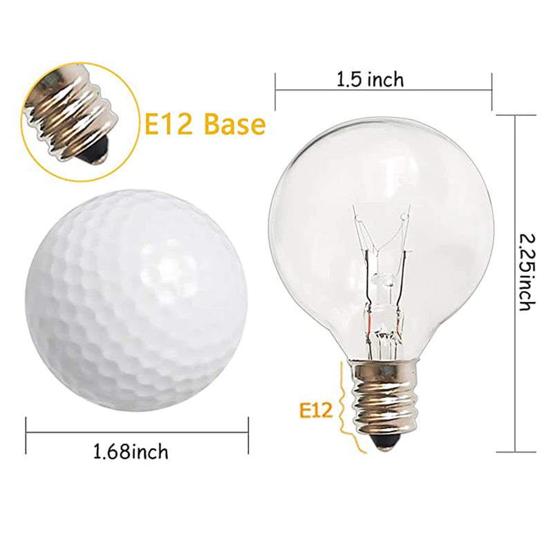 [Australia] - G40 Replacement Light Bulbs, 120V 5W Clear Globe Bulb, E12 / C7 Candelabra Base, 1.5 Inch Glass Incandescent Bulbs for Indoor Outdoor Patio String Lights, Warm White -25 Pack 
