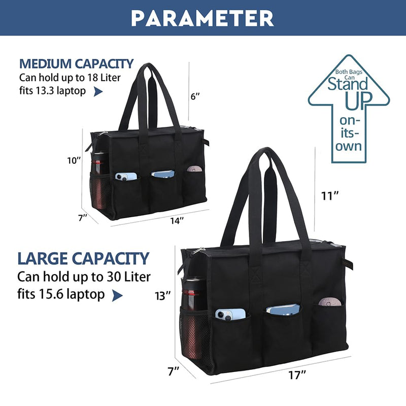 [Australia] - ABAMERICA Nurse Bags for Work Nursing Bag Multiple Pockets Waterproof Organizing Zip Top Clinical Bag for Nursing Students C13- Generic Black Medium 