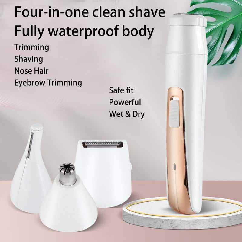 [Australia] - Womens Electric Razor, Face Shaver, Facial Hair Remover, Electric Bikini Trimmers for Legs, Travel Razor for Eyebrow Ear Nose Hair Lip Beard Armpit (Gold 4 in 1 Gold 