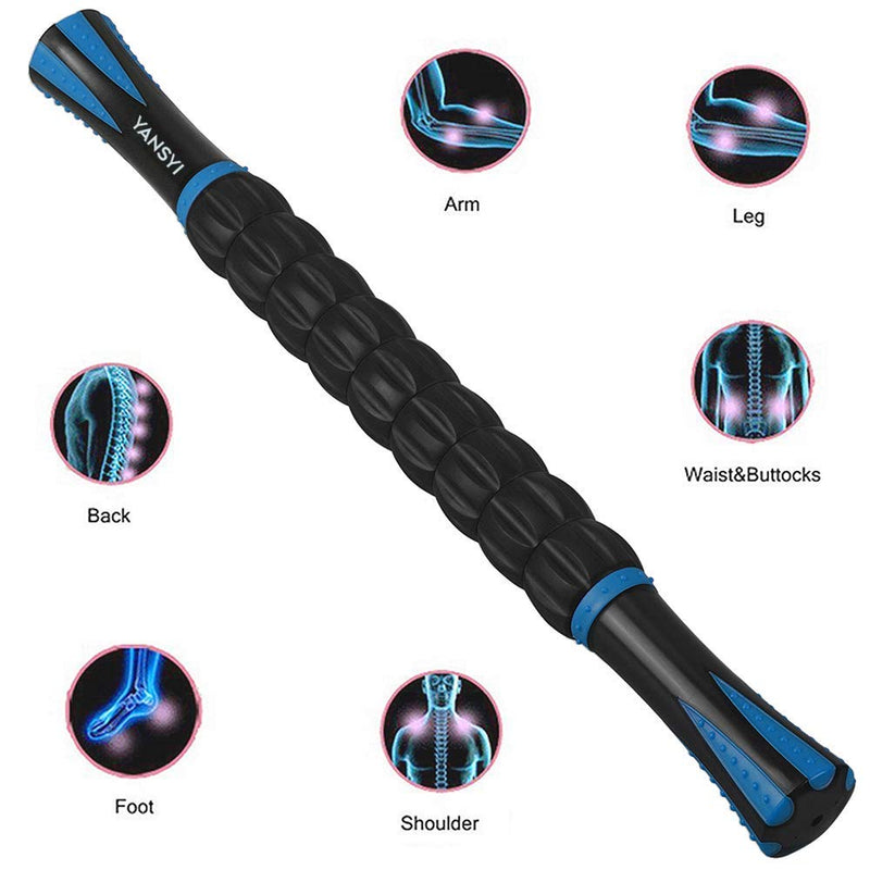 [Australia] - Yansyi Muscle Roller Stick for Athletes - Body Massage Stick - Release Myofascial Trigger Points Reduce Muscle Soreness Tightness Leg Cramps & Back Pain for Physical Therapy & Recovery (Blue 1) Blue 1 
