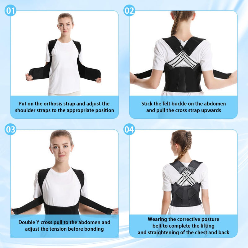 [Australia] - VicBou Adjustable Back Posture Belt, Posture Correction Back Women Men, Posture Trainer for Women Men, Breathable Shoulder Strap Posture Correction for Back Neck and Shoulder, M 