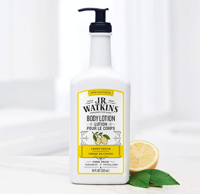 J.R. Watkins Daily Moisturizing Body Lotion, Lemon Cream, 18 fl oz 18 Fl Oz (Pack of 1)
