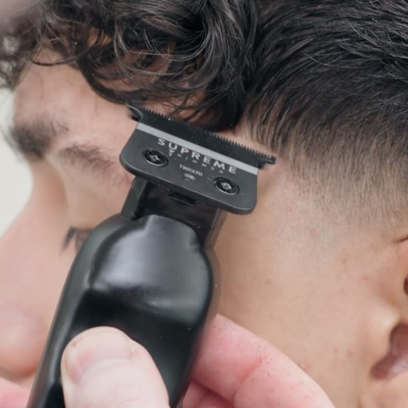 [Australia] - Supreme Trimmer Vader ST3778 – Professional Cordless Barber Liner & Detailer | 210 Min Runtime, 7000 RPM Motor, Zero Gap DLC T-Blade, USB-C Fast Charging | Beard, Hair & Body Black 
