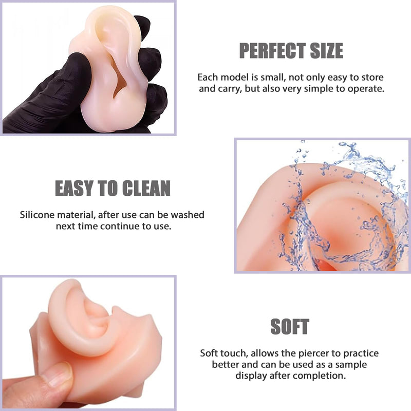 [Australia] - 7PCS Piercing Practice Body Parts,Simulation Soft Silicone Flexible Model Body Part,Ear Eye Nose Mouth Tongue and Belly Button Model,for Piercing Practice and Jewelry Display Acupuncture Teaching Tool 