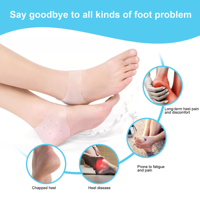 [Australia] - 2 pairs of silicone heel protection, gel heel protection, heel socks, gel heel protection, heel socks for heel pain, dry cracked heel, transparent color 