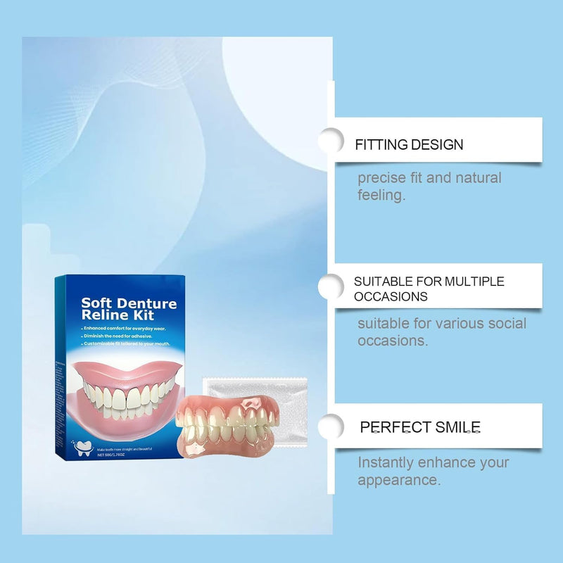 [Australia] - Bikenda Silicone Dental Prostheses Prosthesis Modification Set Silicone Dental Prostheses, Dentures Prosthesis Complete, Clip-on Dentures, Denture Silicone Reline Kit Temporary Dentures 