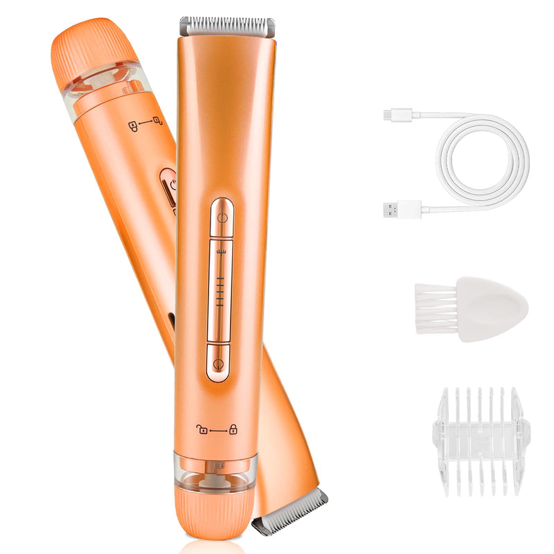 Bikini Trimmer for Women,Dual Head Shaver, IPX7 Waterproof, Compact Travel Design Bikini Shaver for Public Hair, Facial and Body(Orange) Orange