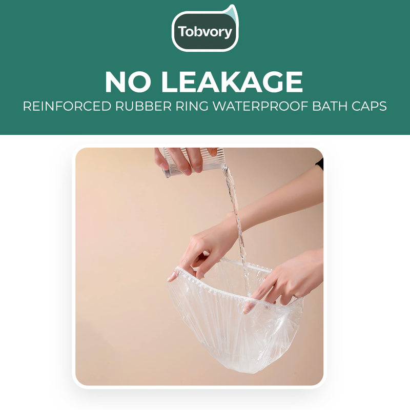 [Australia] - Disposable Shower Caps - 100PCS Shower Cap Tobvory Waterproof Plastic Shower Cap For Women Men For Hair - Extra Elastic Large Shower Caps For Bath, Hair Treatment, Conditioning In Home Hotel Travel 