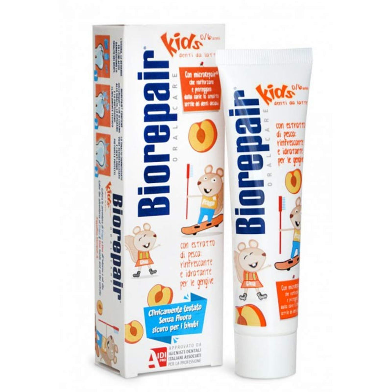 Biorepair Kids 0-6 Oral Care Toothpaste Peach 1.7fl.oz 50ml, Pack of 4