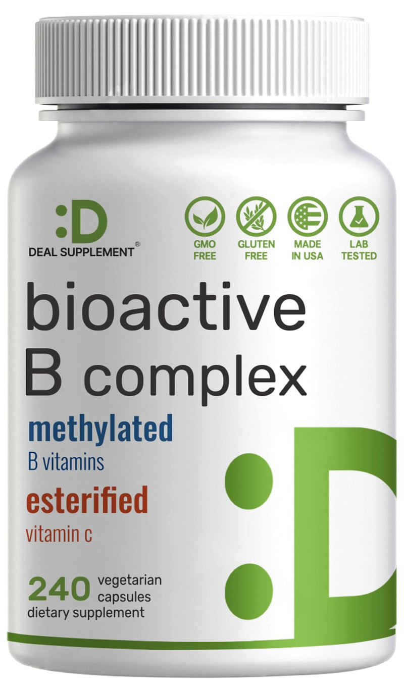 Magnesium Glycinate 500mg Veggie Capsules & Bioactive Vitamin B Complex Bundle Pack – Easily Absorbed Chelated Mineral – Immune, Energy, & Metabolism Supplement