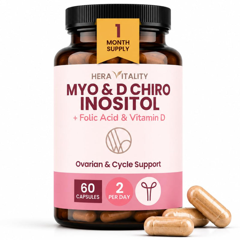 Inositol Capsules for Women – Myo & D-Chiro Inositol Complex for PCOS & Hormone Balance | 2 Pack of 60 Capsules - 2 Month Supply with Folic Acid & Vitamin D3