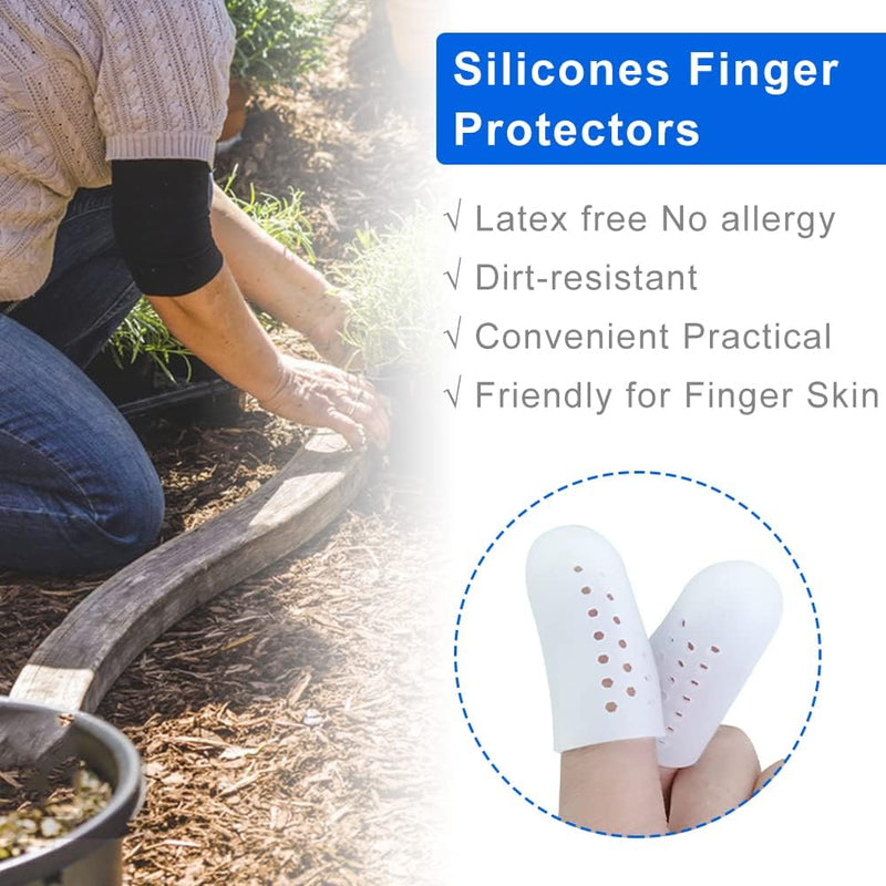 [Australia] - Finger protection silicone, pack of 12 gel finger cots, breathable fingertip protection, finger protection, finger sleeves, thumb protection, silicone finger protection, finger protection support, finger cots thumb protection 3 pairs beige + 3 pairs white 