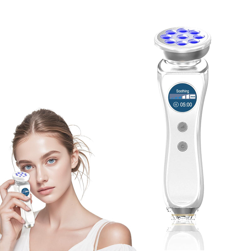 5-in-1 Beauty Massager for Face and Neck, Facial Massager for Skin Care, Red Light, Thermal, and Vibration Technologies, Improve, Firm,Tightening and Smooth Has Skin Detection Function