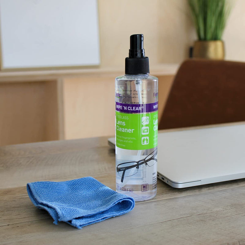 [Australia] - Flents Wipe 'N Clear Eyeglass Optics Lens, Screen and Camera Cleaner Spray Bottle, Streak-Free, Clear, 8 fl oz (236 ml) 8 Ounce (Pack of 1) 8 oz Spray 