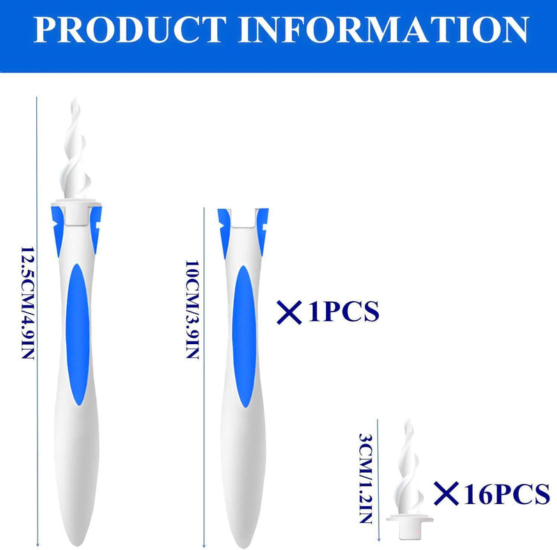[Australia] - Q Grips Earwax Removal-Spiral Ear Wax Removal Tool, Reusable Earwax Removal Kit Safe Ear Cleaner with 16 Pcs Soft and Flexible Replaceme 