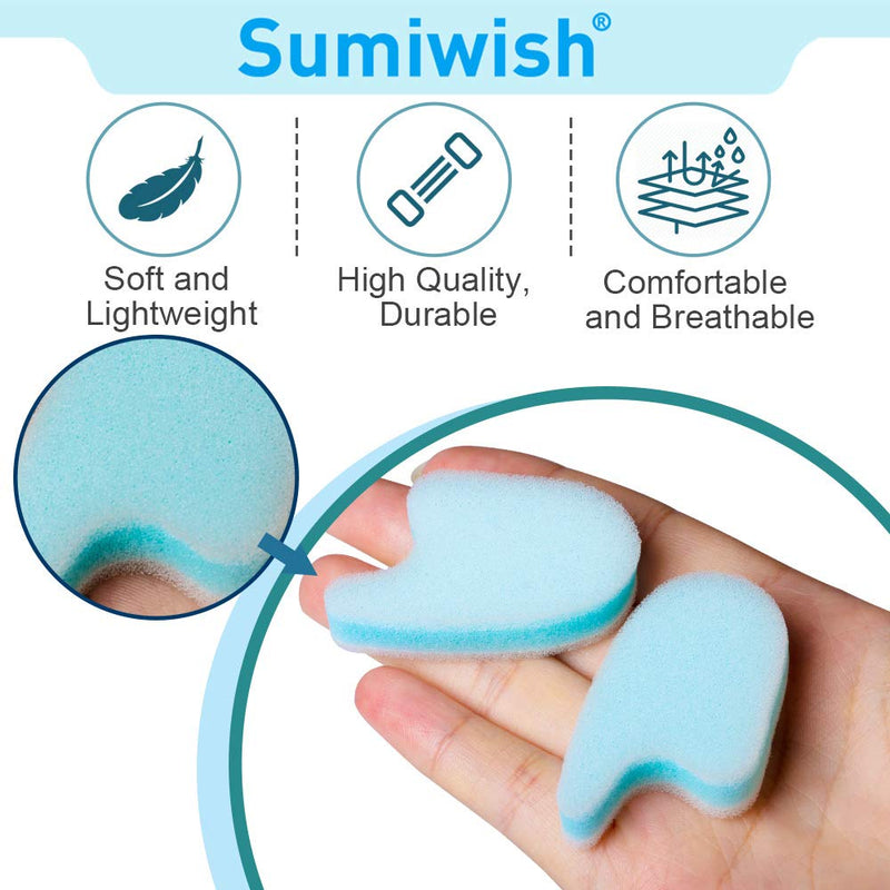 [Australia] - Foam Toe Separators, 10 Pack Breathable Toe Spacers, Reduce Friction and Relieve Corns Pain, Overlapping Toes Corrector - (Blue) Blue 