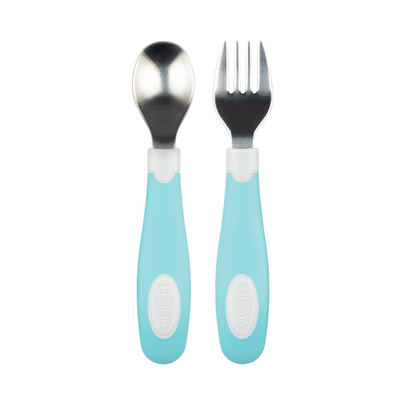 [Australia] - Dr. Brown's Designed to Nourish Soft-Grip Spoon and Fork Set,Teal 1 - Spoon and Fork Set, Teal 