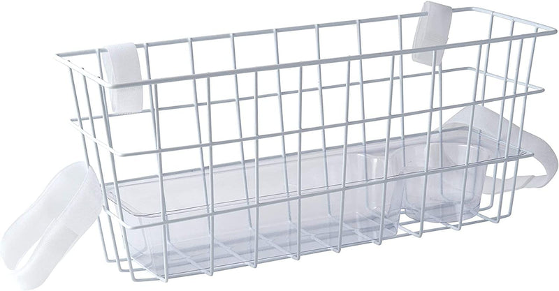 [Australia] - HealthSmart Walker Storage Basket with Cup Holder and Insert Tray, No Tools Needed, White, 16 x 5.5 x 7, Walker Accessories Walker Basket Only (Pack of 1) 