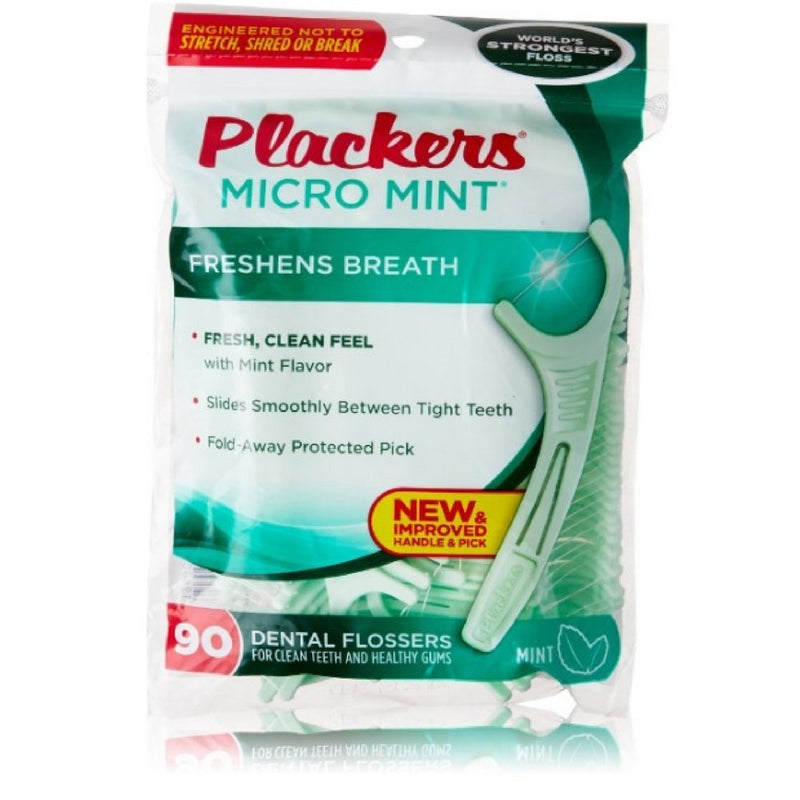 [Australia] - PLACKERS Micro Mint Freshens Breath, Dental Floss, Mint, 90 pieces each (2 pieces) 