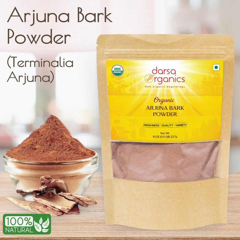 [Australia] - Arjuna Powder, 8 oz - USDA Organic Terminalia Arjuna for Cardiovascular Support, Heart Health and Blood Pressure Maintenance, Arjuna Bark Powder, Non-GMO, Gluten-Free, Kosher 