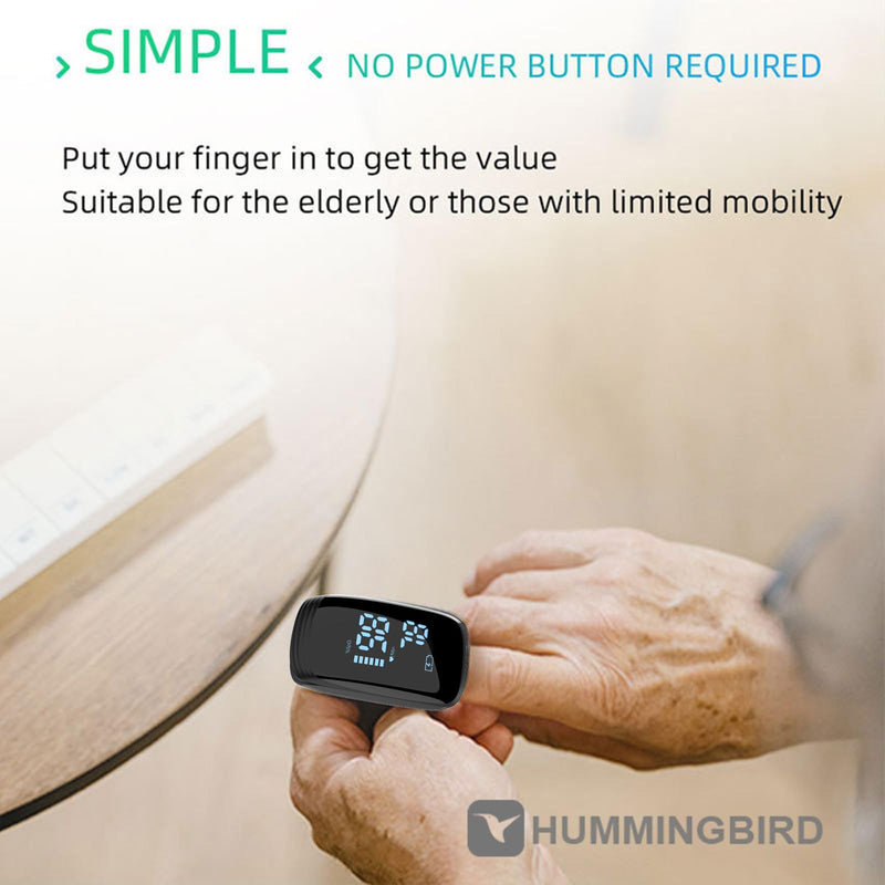 [Australia] - Rechargeable Pulse Oximeter Fingertip - Blood Oxygen Saturation Monitor With Accurate Fast SpO2 Reading (Black) 
