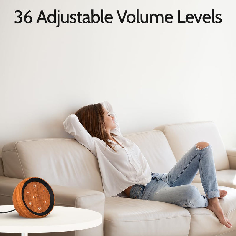[Australia] - Sleep Sound Machine White Noise Machine with 32 Calming Sounds Loud Speaker 36 Volume Levels Pink Brown Noise Machine for Baby Kid Adult with 4 Timer Noise Canceling Machine for Office Privacy Wood Grain 