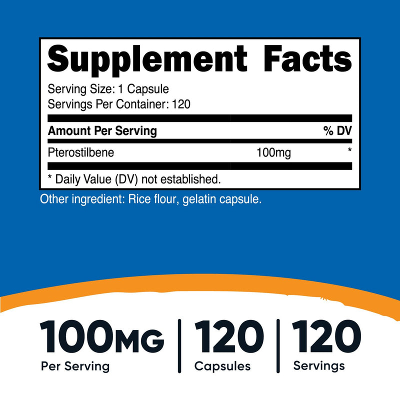 [Australia] - Nutricost Pterostilbene 100mg, 120 Capsules - Non-GMO, Gluten Free 