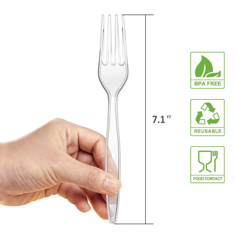 [Australia] - POSATE Heavy Weight Plastic Forks, Clear Disposable, 100 Count 
