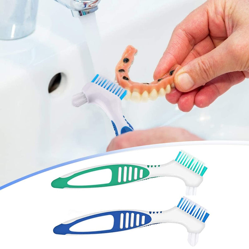 [Australia] - Guador 2 pieces denture case 2 dentures cleaner brushes dentures bathing box dentures box dentures cleaner brush dentures toothbrush dentures cup box bathing dentures container with basket white 