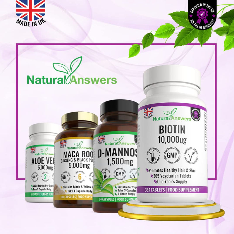 365 Biotin Hair Growth Tablets (1 Years Supply) - Vegetarian 10,000UG Vitamin B7 Supplements for Men and Women, Healthy Hair, Skin & Nails Support - UK Manufactured