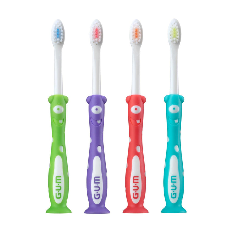 [Australia] - GUM Monsterz Children and Toddler Toothbrush, Soft Bristled Kids’ Toothbrush with Suction Cup, for Ages 2+, 2 Count(Pack of 6) Ages 2+ 2 Count (pack of 6) 
