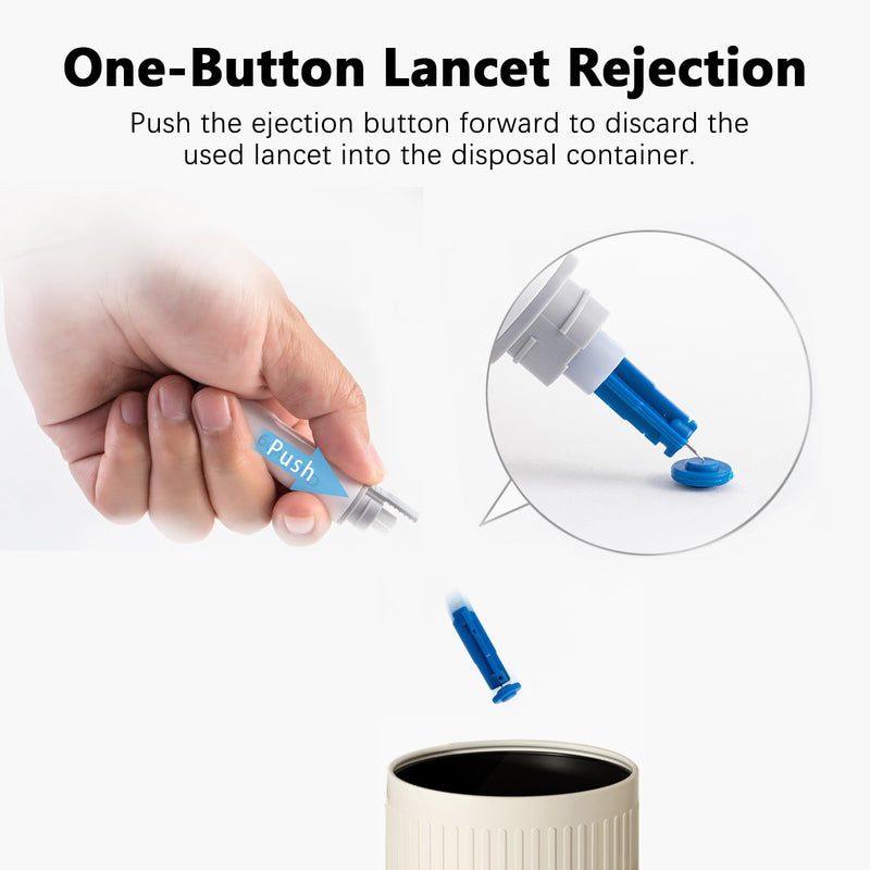 [Australia] - Lancing Device and 100 Lancets for Diabetes Testing, Single Use, 30 Gauge Lancets, for Minimizing Pain and Discomfort 