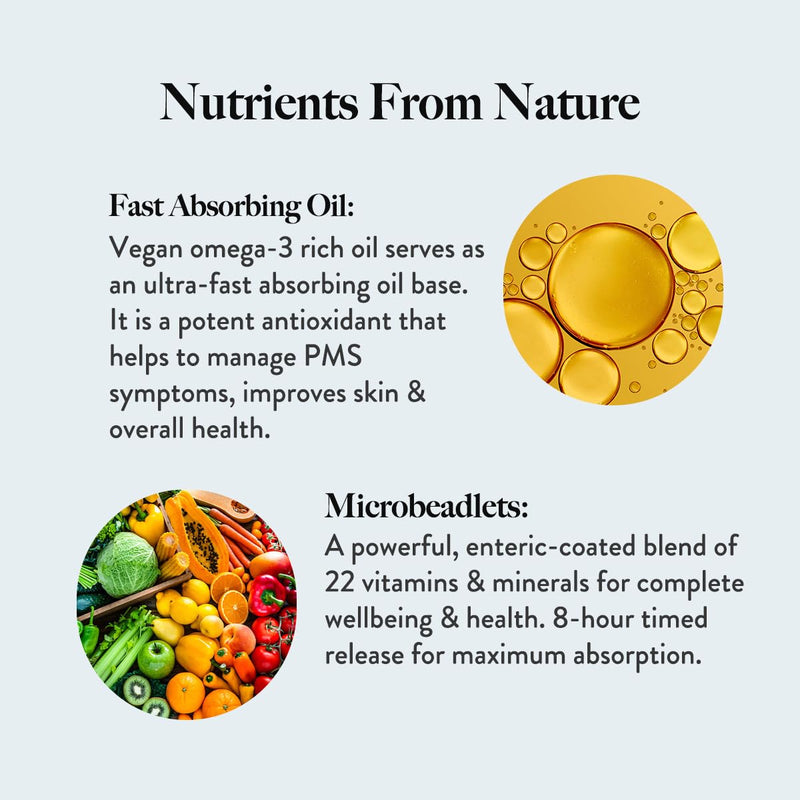 WELLBEING NUTRITION Slow Multi + Omega for Her Multivitamin Capsule for Women | Vegan Omega-3 Oil, B-Complex, Antioxidant Blend for her