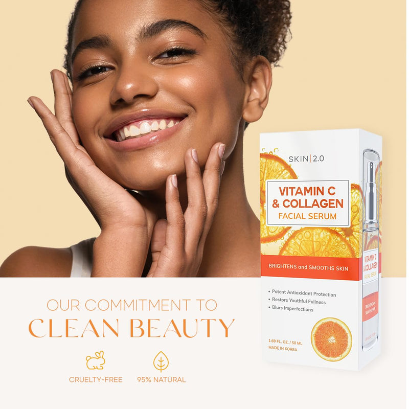 Skin 2.0 Vitamin C and Collagen Beauty Value Set - Serum, Moisturizer & Face Sheet Masks