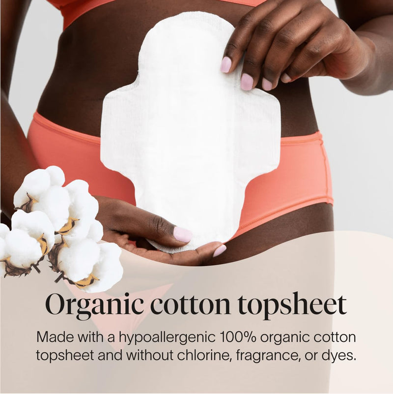 [Australia] - Cora Organic Pads | Ultra Thin Period Pads with Wings | Super Absorbency | Ultra-Absorbent Sanitary Pads for Women | 100% Organic Cotton Topsheet (36 Count) 36 Count 