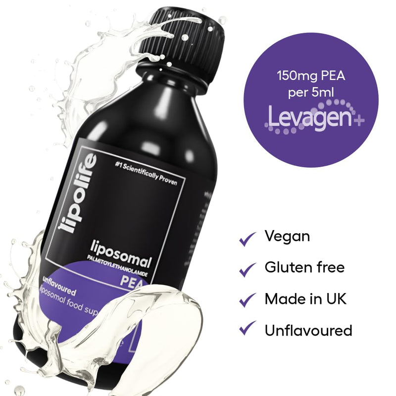 Liposomal Pea Supplement Palmitoylethanolamide Levagen+® | High Strength Liquid Formula | LLP2 | Enhanced Bioavailability | 48 Days | Cognitive Health | Muscle Recovery | Joint Pain and Inflammation