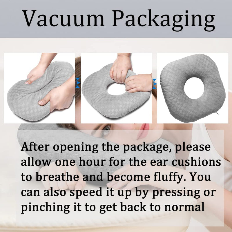 [Australia] - Ear Piercing Pillow for Side Sleepers with an Ear Hole for CNH and Ear Pain Ear Inflammation Pressure Sores, Cotton O-Shaped Side Sleeping Pillow, Ear Guard Pillow Gray 