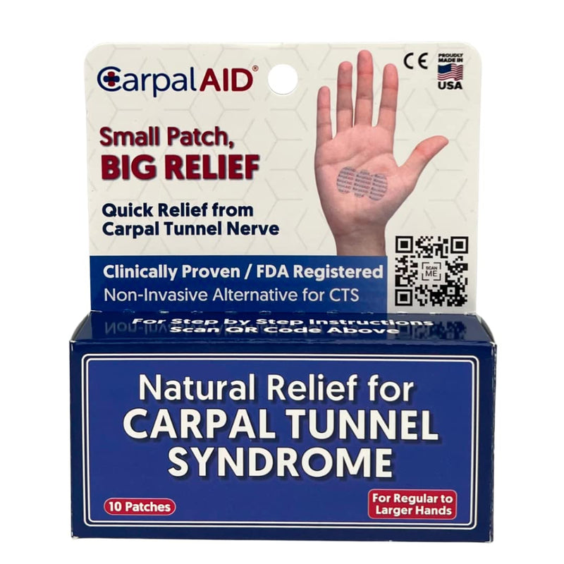 CarpalAid - Carpal Tunnel Brace Alternative Patch - Innovative Patented Design, Medical-Grade Adhesive for Support - All-Day Wear No-Brace Necessary - Large Size - 10 Pack Large 10PC