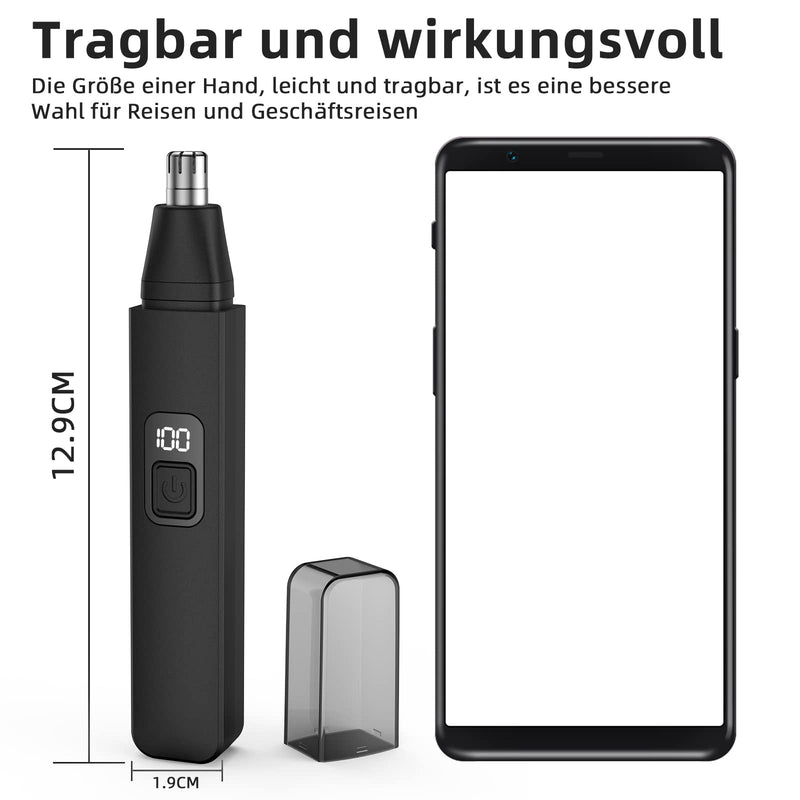 [Australia] - Nose Hair Trimmer, Rechargeable Wireless Ear Eyebrow Trimming Tool Dual Edge Blades Shaver Easy Cleaning with Indicator Light for Man Woman (Black) Black 