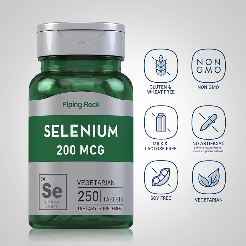 [Australia] - Piping Rock Selenium 200mcg Supplement | 250 Tablets | Vegetarian, Non-GMO, Gluten Free 