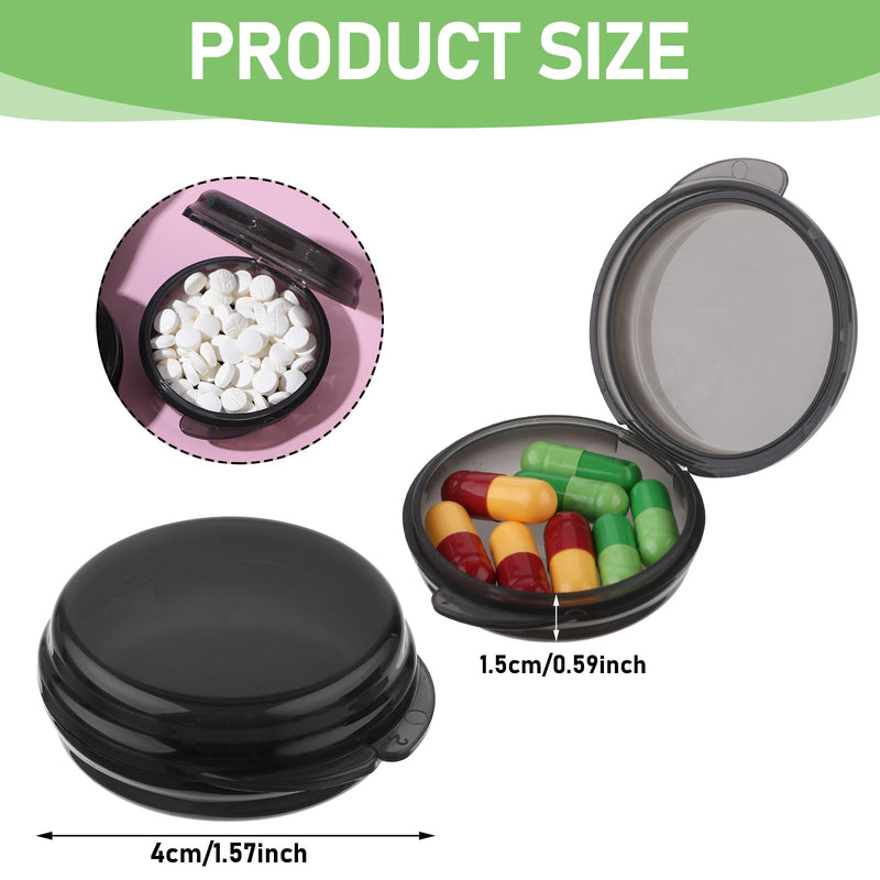 Gjinxi 3PCS Small Pill Box, Travel Round Pill Case, Portable Medicine Pill Container Holder, Daily Mini Pill Organizer for Purse Pocket to Hold Vitamin Medication Fish Oil Supplement Black