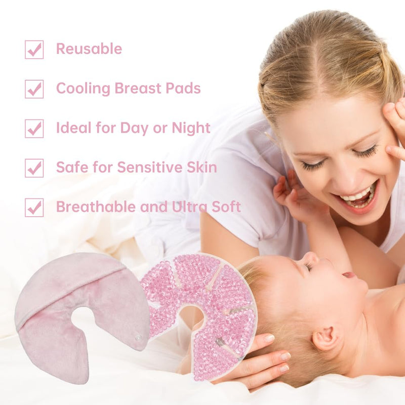 [Australia] - Hot/Cold Breast Gel Bead Ice Packs Breast Cooling/Heat Pads Relief for Breastfeeding, Nursing Pain, Mastitis, Engorgement, Swelling, Plugged Ducts | Boost Milk Let-Down & Production,2 Pack (Pink) Pink 