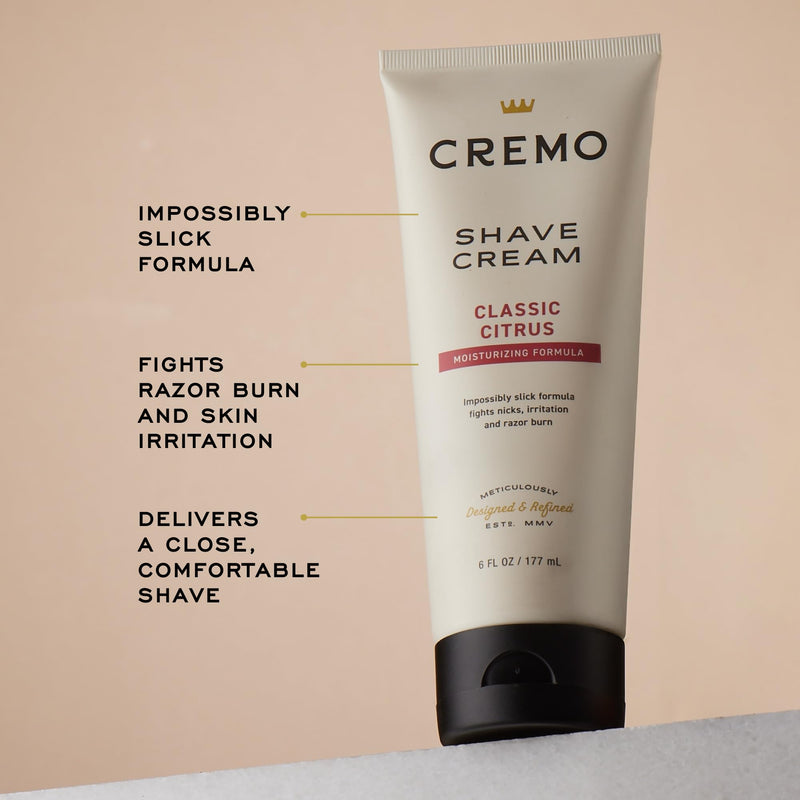[Australia] - Cremo Original Shave Gift Set for Men, includes Impossibly-Slick 6 oz Shaving Cream, Chrome Barber Grade Razors for Men and four Razor Blades Refills 