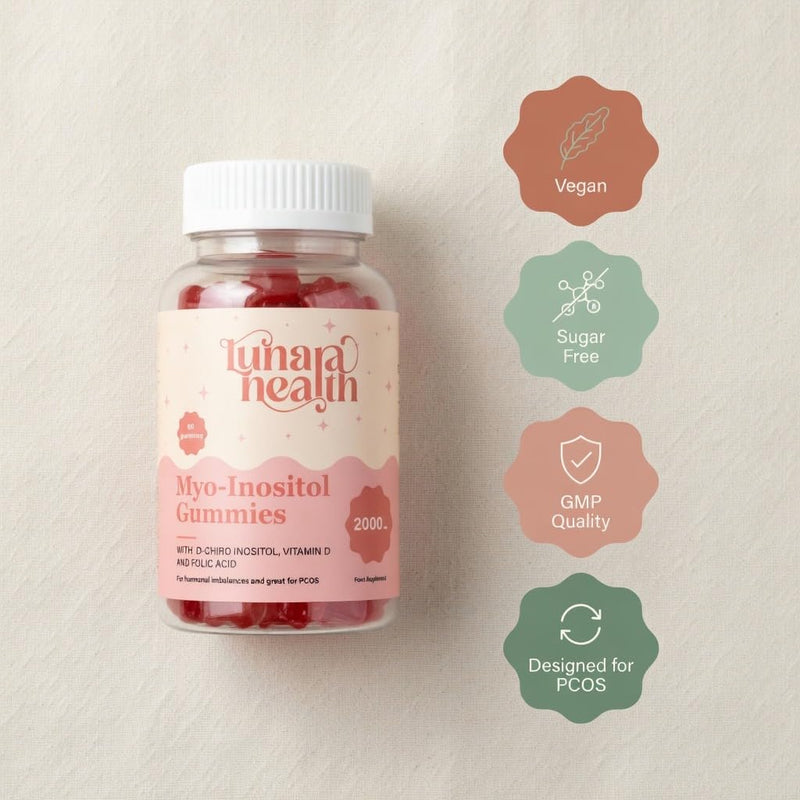 Myo-Inositol Vegan Gummies | PCOS, Hormone Balance Supplement, Fertility | 4000mg Myo-Inositol | 700mcg Folic Acid | 200mcg Chromium | Strawberry Flavour | 60 Gummies