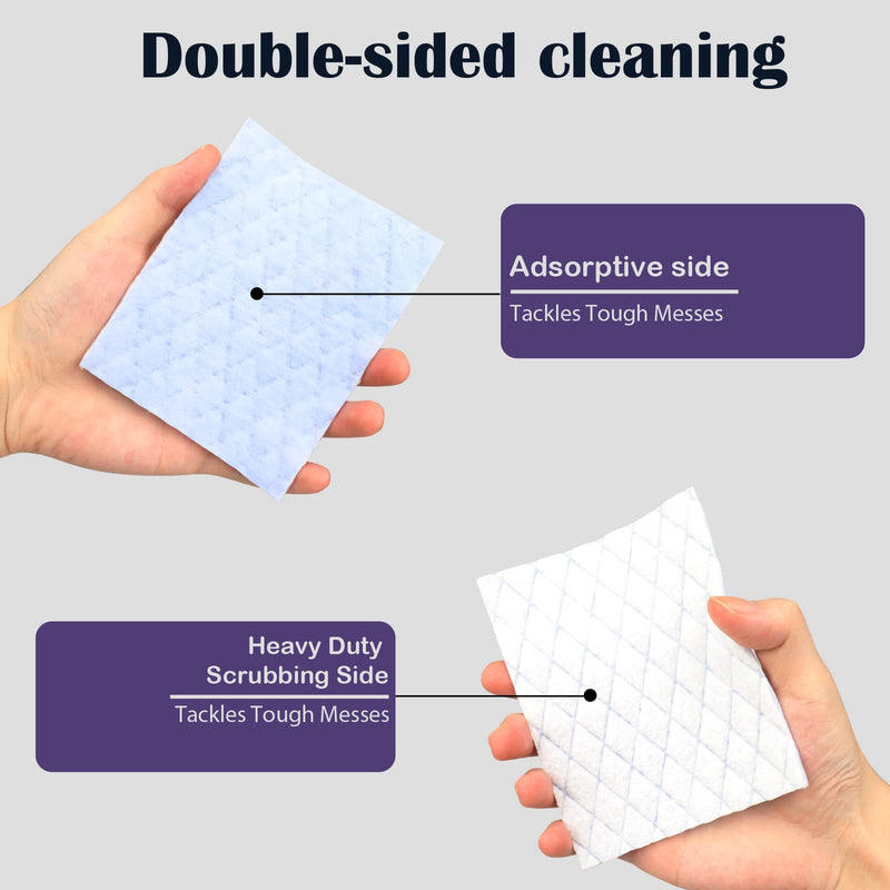 [Australia] - 24 Pack Light Scouring Pad with Foam, Triple Cleaning Scrub Pad Singles Heavy Duty Household Non-Scratch Abrasive Hand Pad Multi Surface Magic Sponge Eraser Sheets for Home Surfaces Indoor Cleaning 24 PCS 